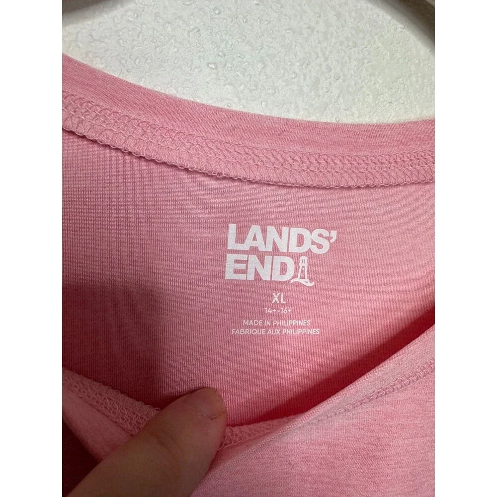 Lands End Girls XL Long Sleeve Shirt Pink Ballet Slippers Thump Holes Dance NWOT
